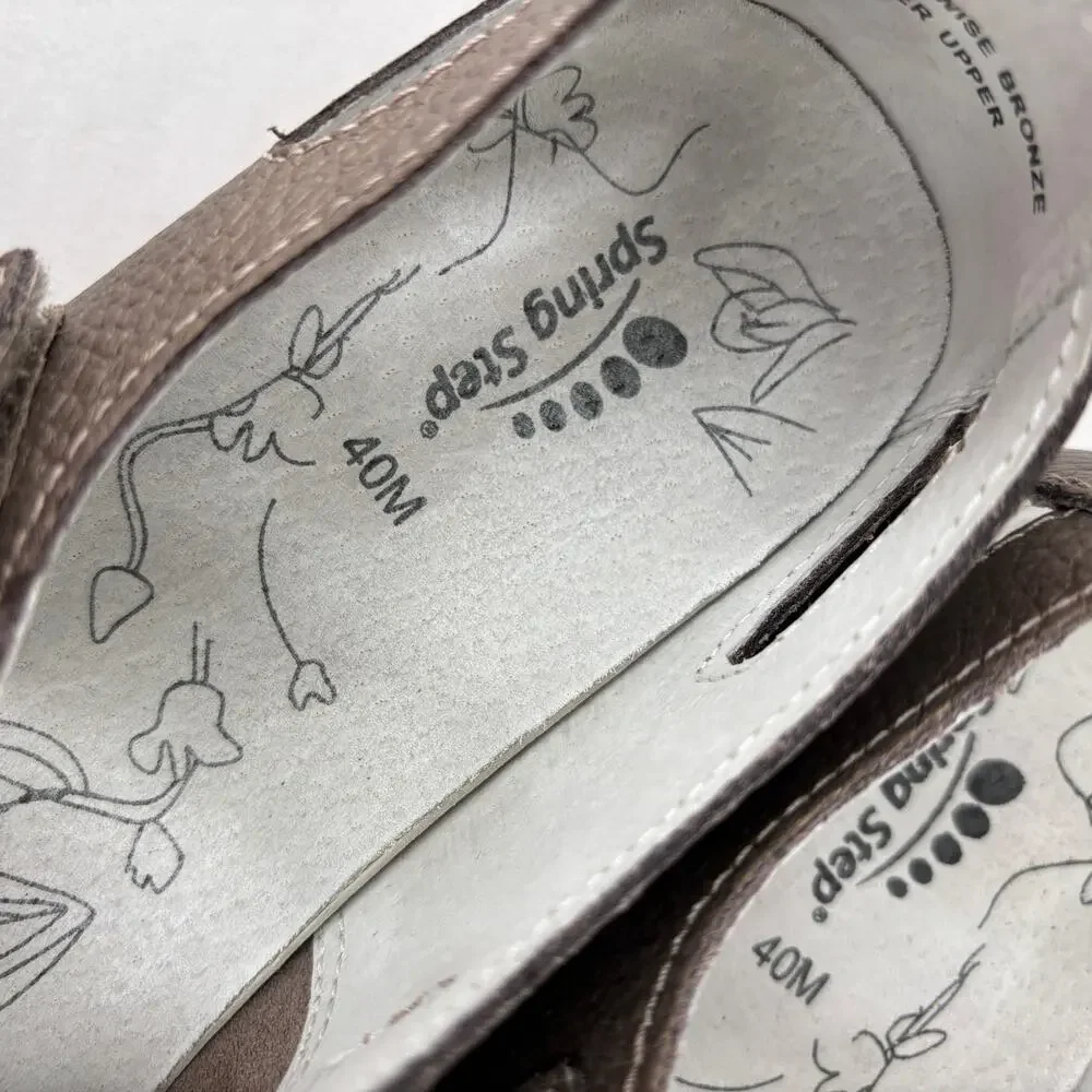 Spring Step Streetwise Mary Jane Flat Size EU 40 US 9 Bronze Leather‎ Adjustable